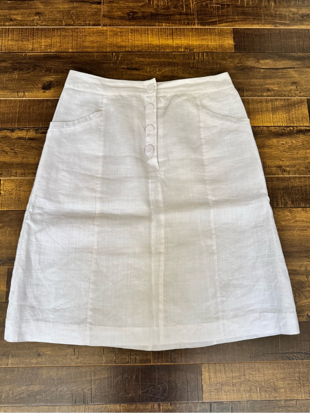 “H & M” Classic White Linen A-Line Skirt